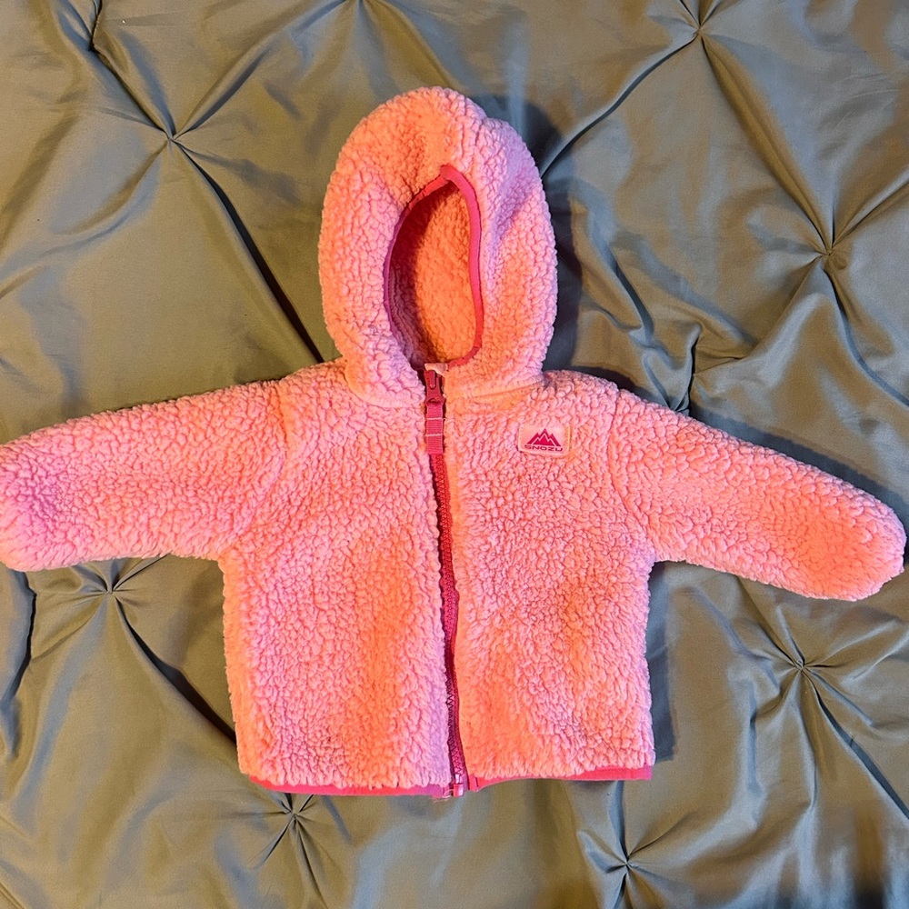 SNOZU Plush Sherpa Jacket Infant Baby 3-6mo Pink Warm Zip-up